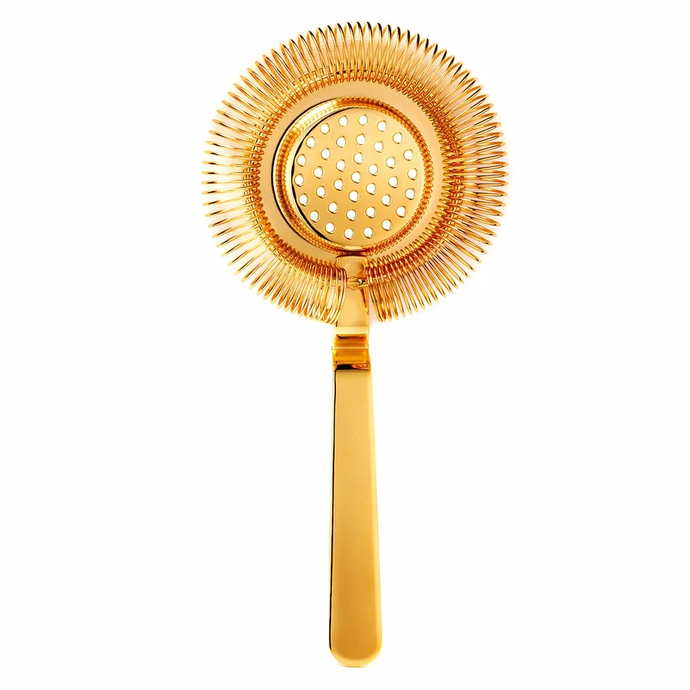 Gold Plated Round Hawthorne Strainer Bar Cocktail Strainer Stainless