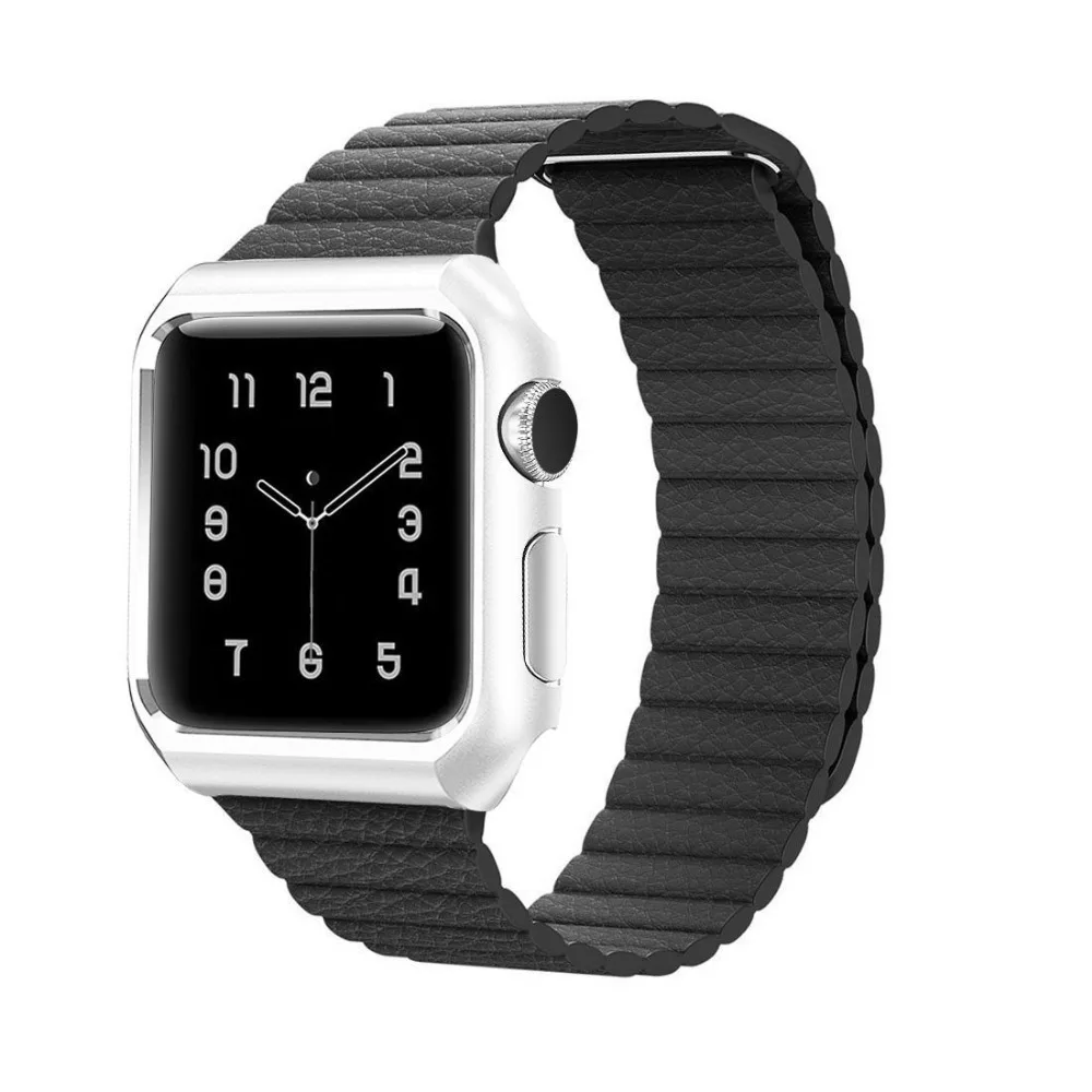 Ремешок для часов + чехол apple watch кожаный ремешок на петлю браслет 42 мм 38 iWatch 3 2 1