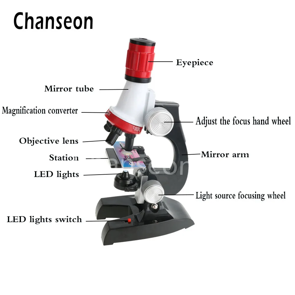 Набор микроскопов лабораторный светодиодный 100X-400X-1200X домашняя школьная научная развивающая игрушка подарок изысканный Биологический микроскоп для детей