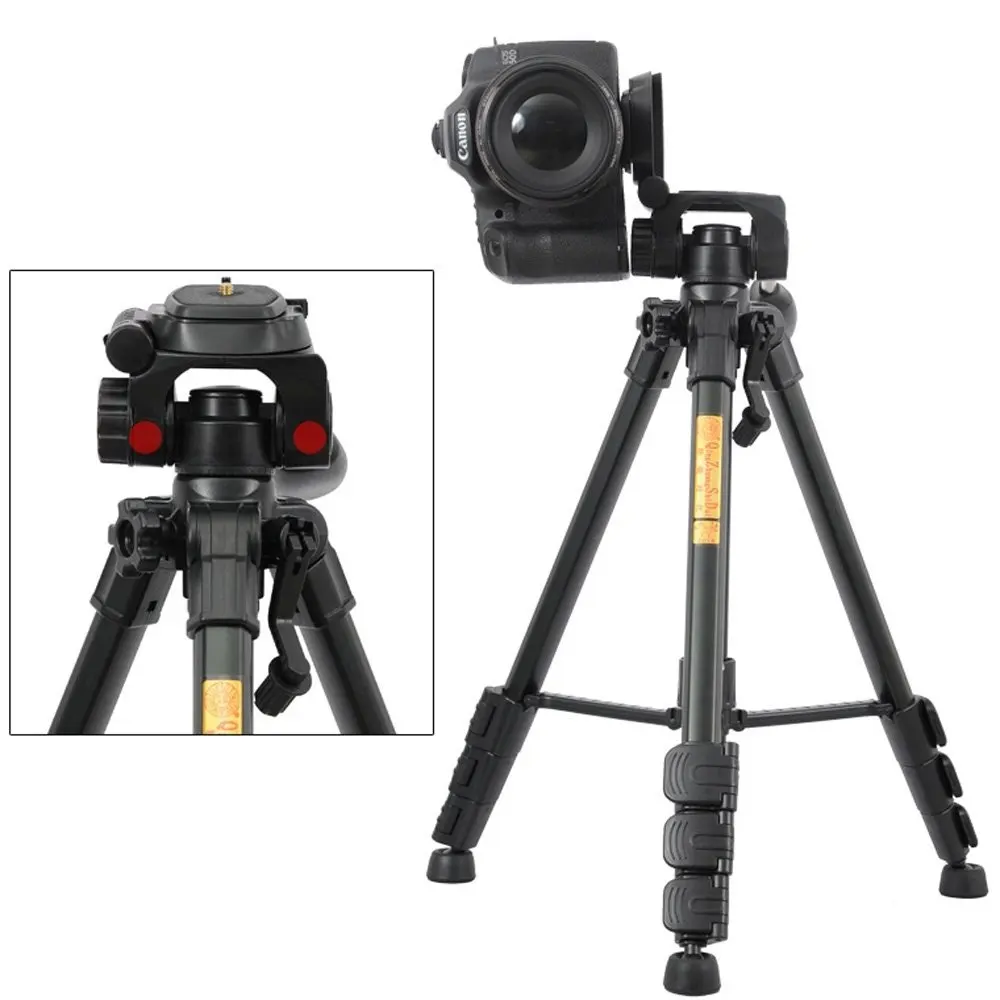 

Professional QZSD Q111 Aluminum Portable Tripod with Q08 Rocker Arm Ball Head for Canon Nikon Sony SLR Camera