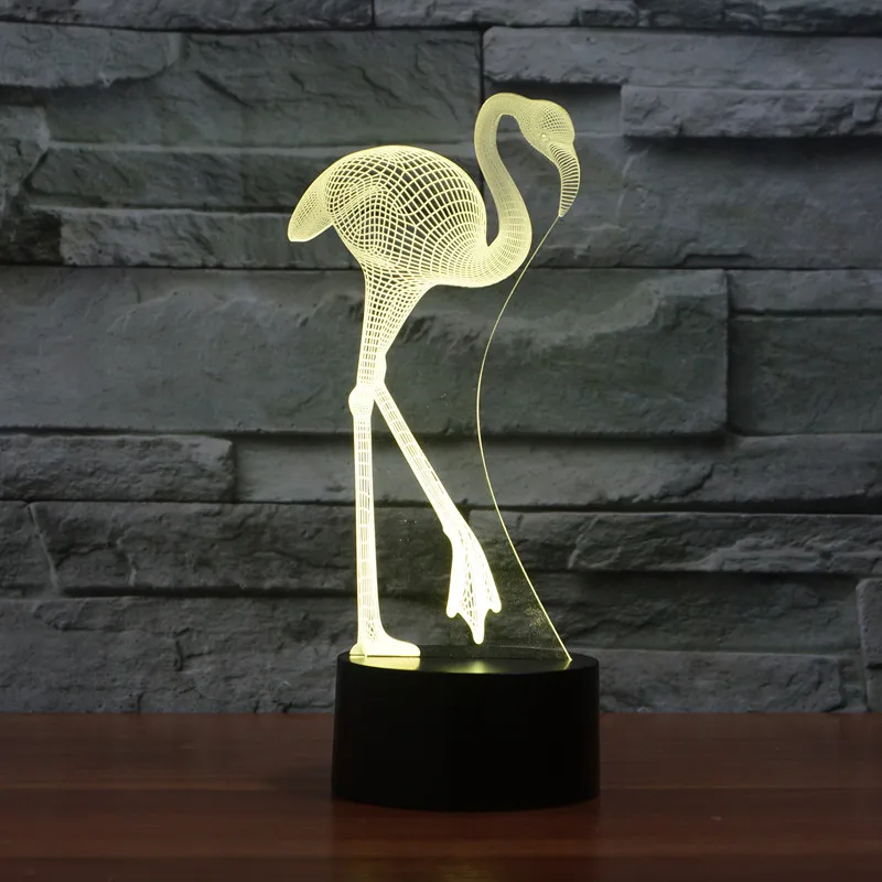 

[Seven Neon]Free shipping flamingo shape Acrylic 7Colors Desk Lamp 3D Lamp Novelty gift Led Night Light Millennium Falcon Light