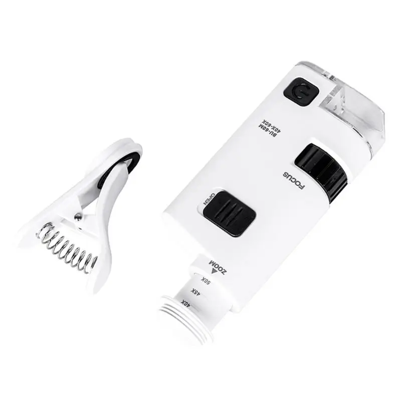 

40-60X Microscope With Phone Clip LED Lamp Magnifier Loupe Textile Microscopes