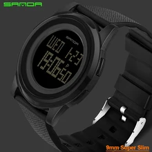 9mm Super font b Slim b font Sanda Sport Watch Men Brand Luxury Electronic LED Digital