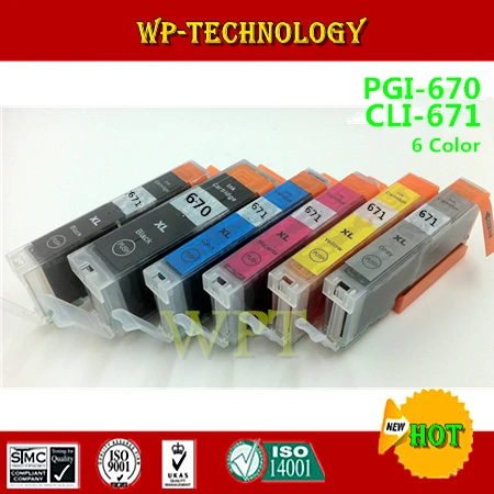 

6 color compatible Ink cartridge suit for PGI-670 CLI-671 ,suit for Canon PIXMA MG5760 MG5765 MG5766 .with GY