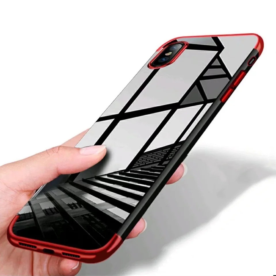 Plating Slim Glitter Silicone Case For iphone X 6 6s 7 8 Plus Cover Bling Frame + Clear Coque Rubber Soft Shell On Phone Cases |