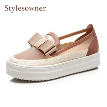 Stylesowner Большие размеры 42 женские Лоферы воздухопроницаемой сеткой в стиле пэчворк с круглым носком на толстой подошве повседневная обувь с бабочкой на плоской платформе