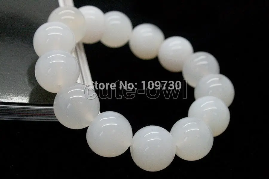 

00850 new beautiful WHITE NATURAL AGATE JADE BANGLE BRACELET 12mm