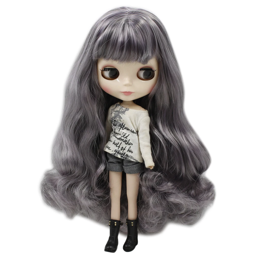 

ICY Nude Blyth Doll Series No.9016/1049 Gray mix Purple hair with bangs White skin 1/6 BJD NEO