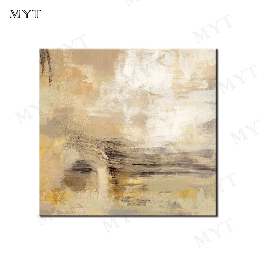

MYT Modern Abstract Sea Landscape Gold Color Oil Painting Canvas Wall Art Picture Decoration For Room Wall Decor