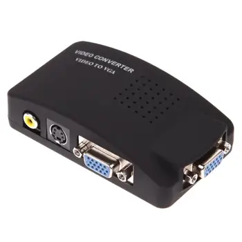 

UK Plug AV RCA Composite S-video Input to VGA Output Monitor Converter Adapter For CCTV Camera DVD Player DSTV