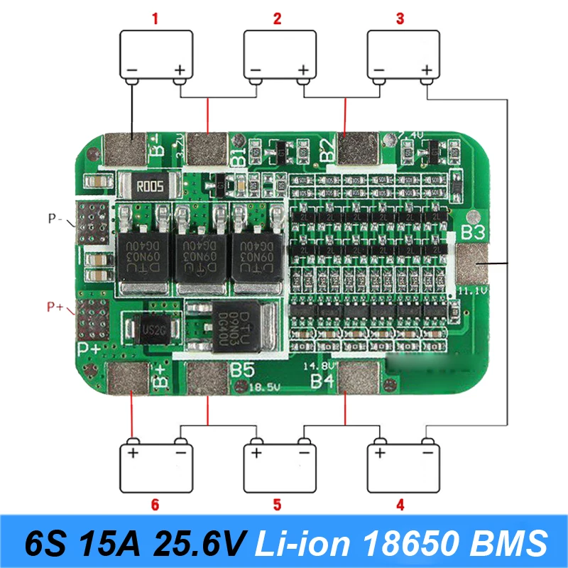 6S 15A литий ионная аккумуляторная отвертка 18650 защитная плата 21 6 в 25 2 схема защиты