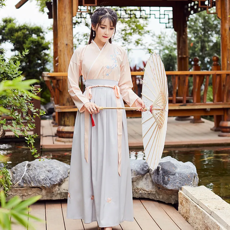Женский китайский стиль Hanfu платье традиционный Древний костюм народный танец представление одежда династии Хань Классическая танцевальная одежда
