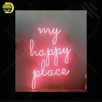 Neon Zeichen Meine Glückliche Ort Glasrohr Neon Lampen Zeichen Kunst Bar Schlafzimmer Display Accesaries neon licht Decor Zimmer restaurant wand
