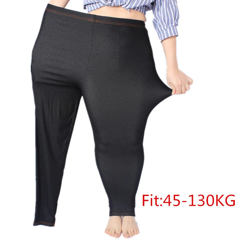 Plus Size Women Leggings 5XL Faux Denim 