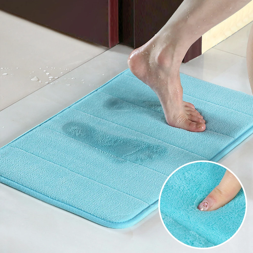 Urijk Thickened Coral Carpet Velvet Vertical Non-Slip Back Rug Soft
Bathroom Carpet Memory Foam Bath Mat Door Kitchen Rugs