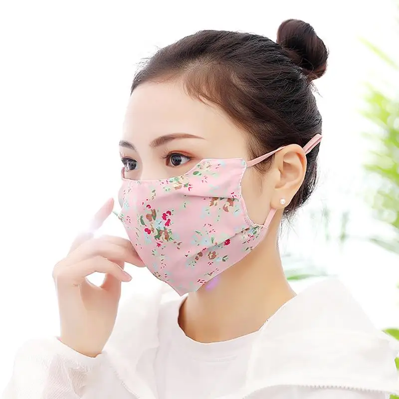 4 шт модные мягкие шелк рот маски дышащий против пыли с цветочным принтом лицевая маска намордник для Для женщин Весна