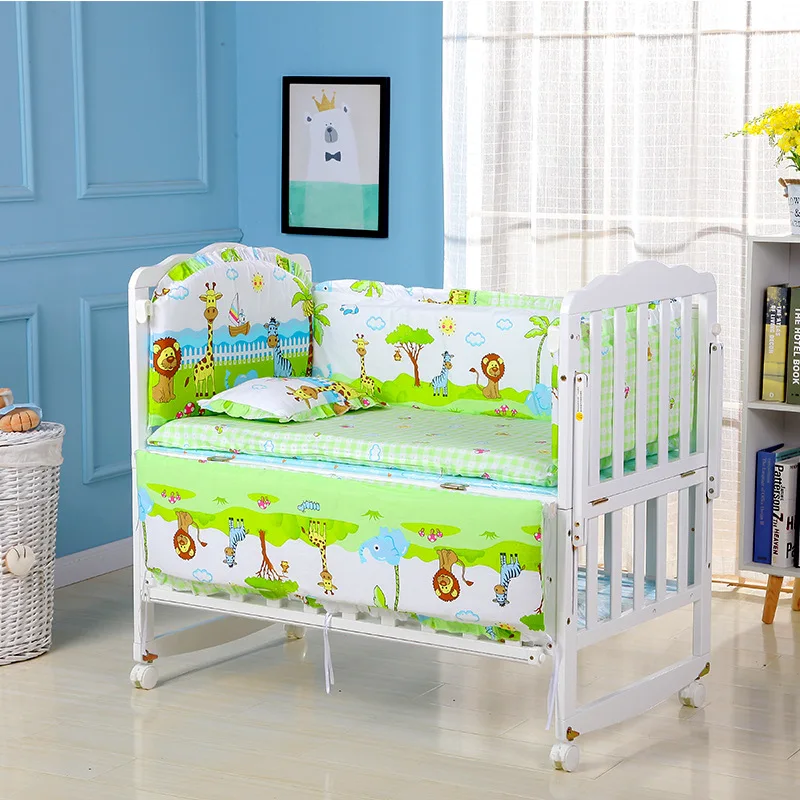 Infant Bedding Set Cotton Newborn Baby Crib Bumpers Safety Bed Fence Protector Baby Room Decor 5pcs/set crib bumper