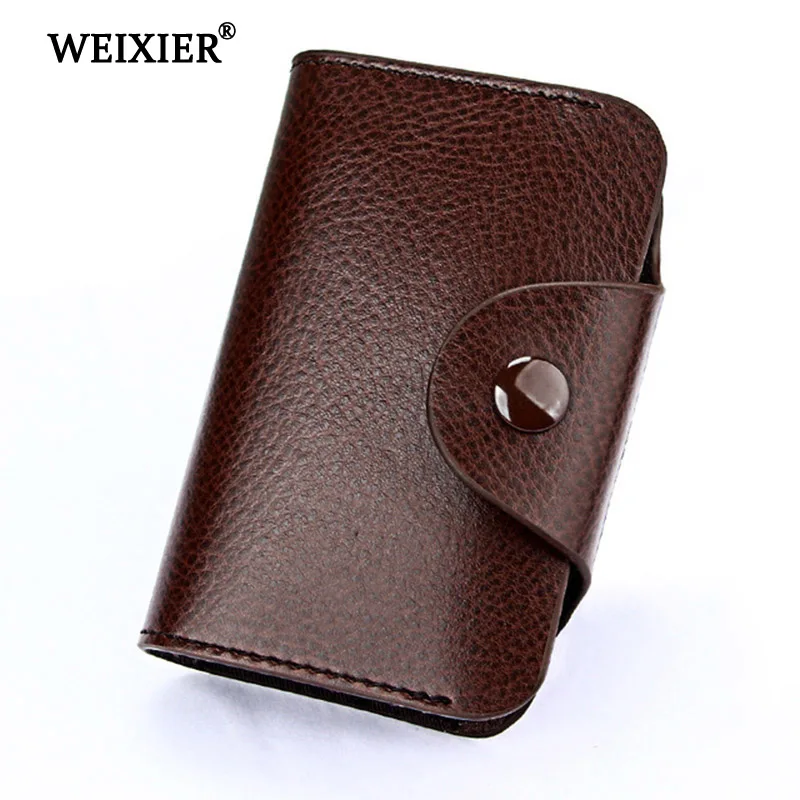 

WEIXIER 2019 Multi-Color Men's Genuine Leather Multi-Function Credit Card ID Bus Card Package Change Carry-On Portable Small Bag