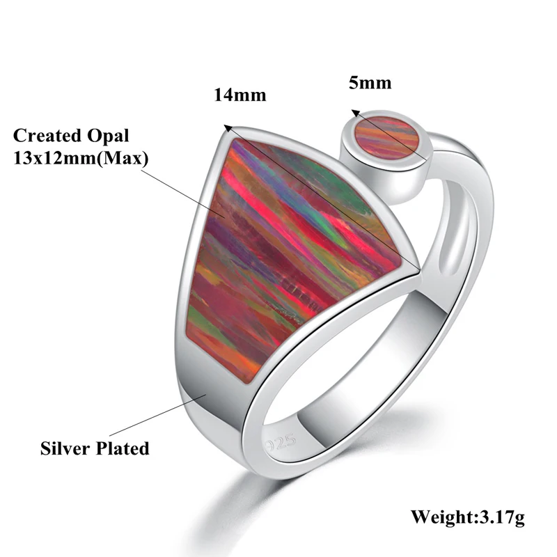 CiNily радужные кольца с большим огненным опалом посеребренные оранжевые красные синие секторные кольцо в форме капли с камнем ювелирные изделия подарок для женщин девушек