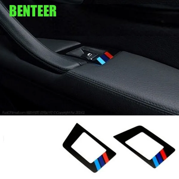 

2pcs Acrylic M power perfermance Car windows button decoration sticker for 5 series 520 525 528 535