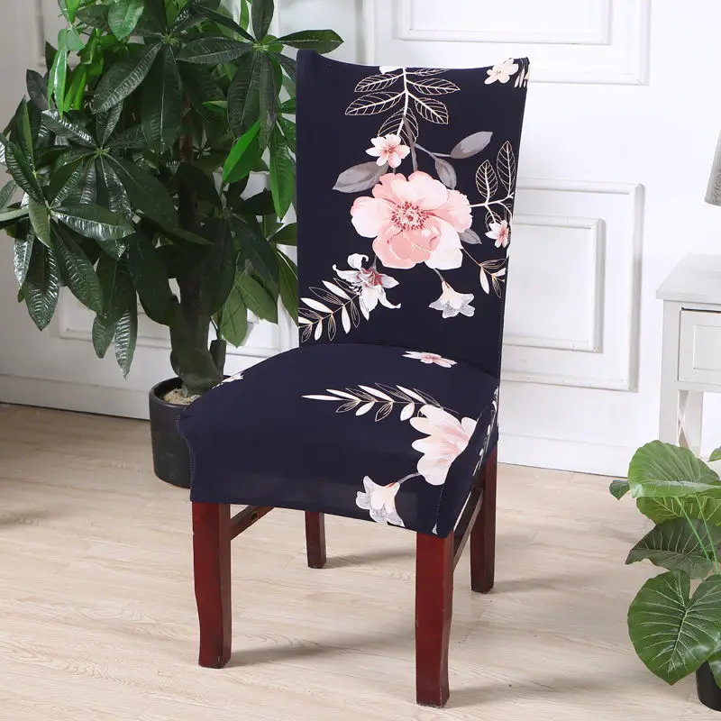 Эластичные чехлы на кресла с цветочным принтом из спандекса для свадьбы, столовой, офиса, банкета, стула - Цвет: colour14