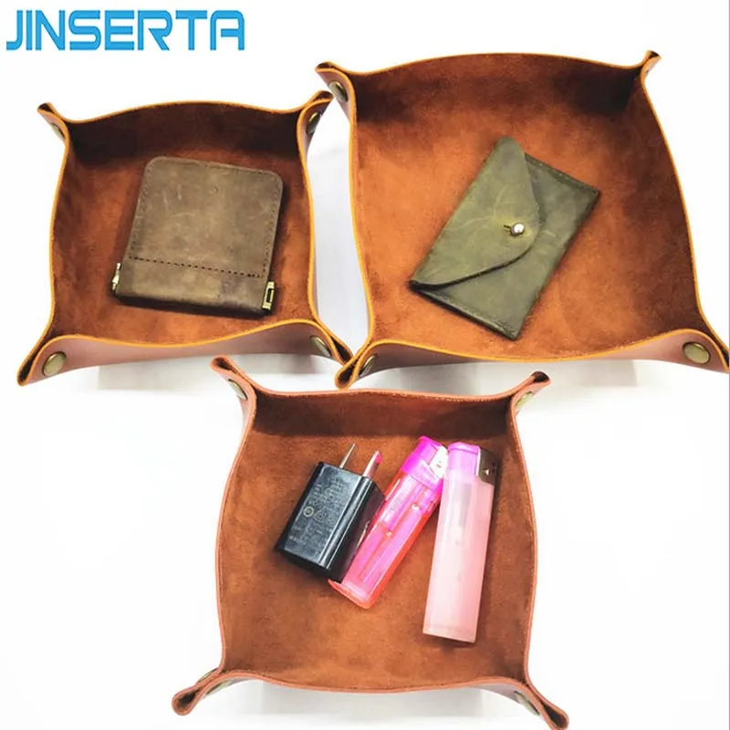 

JINSERTA Dice Holder PU Leather Folding Tray Dice Rolling Tray Collapsible Phone Wallet Key Trinket Trays Sundries Storage Box