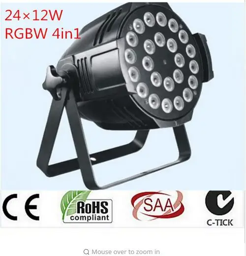 

LED par 24x12W RGBW 4in1 Quad LED Par Can Par64 led spotlight lighting stage light dmx light dj projector wash