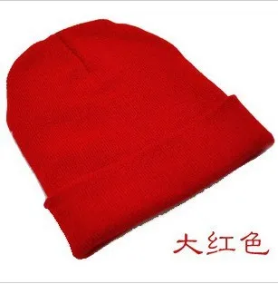 13 цветов, горячая распродажа 2013, модные вязаные неоновые женские шапочки для девочек, Осенние повседневные женские теплые зимние шапки унисекс - Цвет: Красный