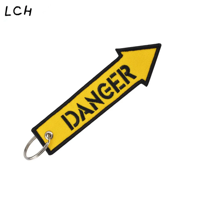 

Fashion Key Chain Keychain for Motorcycles and Cars Key Tag Embroidery DANGER Key Fob OEM Keychain