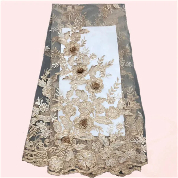 

Latest apparel cloth French tulle lace with 3D flower French net lace fabric for evening dress PNZ479(5yards/lot)