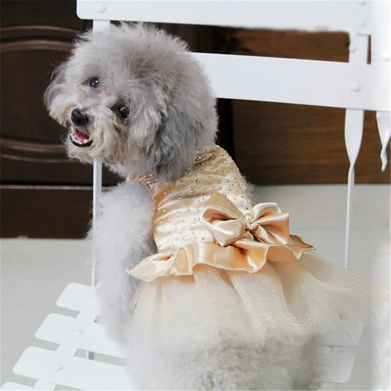 

Pearl Flower Adornment Dog Dress Wedding Dresses For Dogs Pet Skirt Costume Supplies XS, S, M, L, XL
