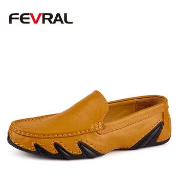 

FEVRAL Comfort Genuine Leather Casual Shoes Men Loafers Men Spring Summer Shoes Breathable Outdoor Fashion Shoes Flat For Men