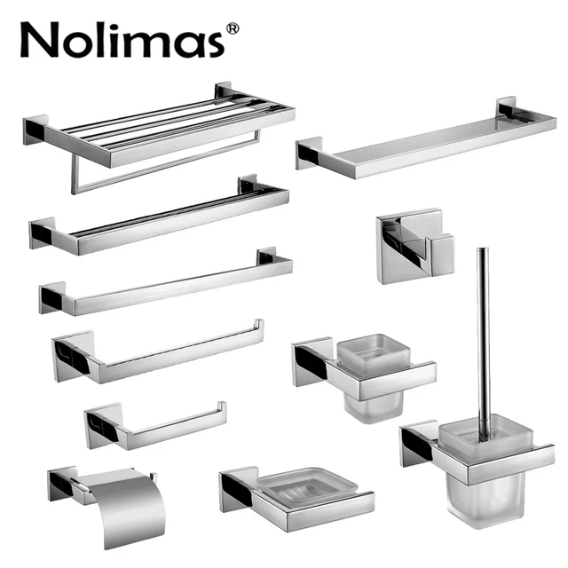 Sus 304 Stainless Steel Bathroom Hardware Set Chrome Polished Sus 304 Stainless Steel Bathroom Hardware Set Chrome Polished Toothbrush Holder Paper Towel Bar