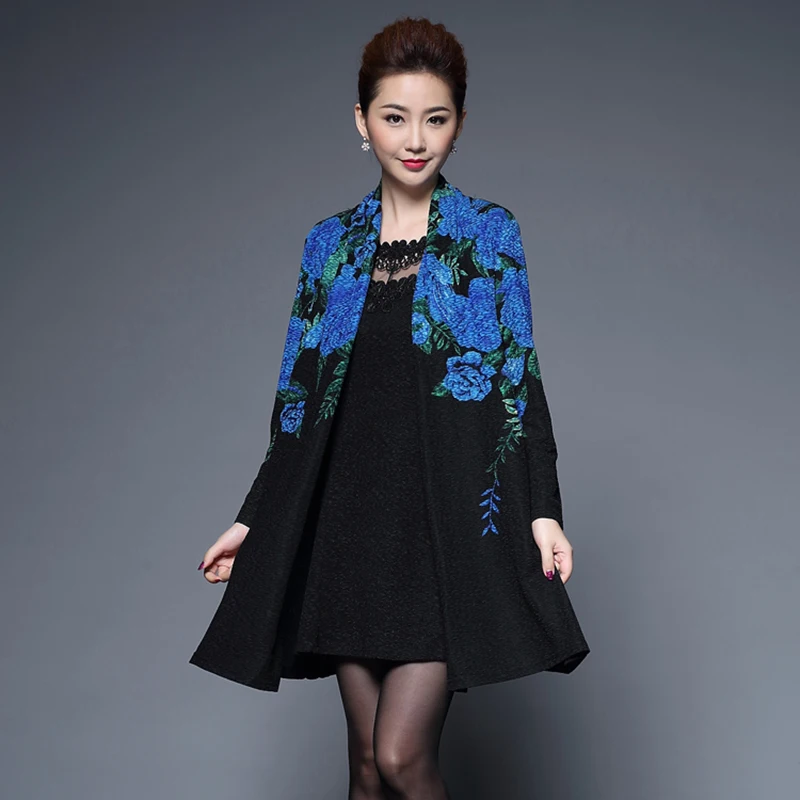 

2019 Spring Autumn Middle Aged Women Elegant Vintage Floral Print 2 Piece Dress Casual Party Dresses Bodycon Plus Size 6XL Dress