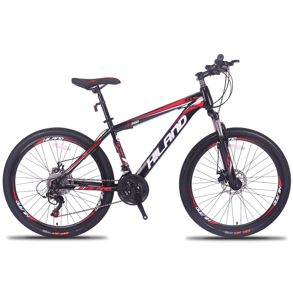 HILAND 26'' Mountain Bike 21/27 Speed Steel Bicycle Bike Double Disc Brake MTB Suspension Fork Bicycle with Shimano TZ50 HILAND 26'' Mountain Bike 21/27 Speed Steel Bicycle Bike Double Disc Brake MTB Suspension Fork Bicycle with Shimano TZ50