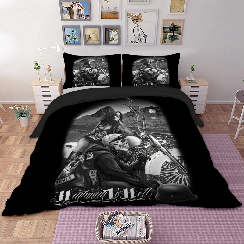 

3d Halle Moto beauty skull duvet cover bedding set single twin full queen king size polyster bedlinen
