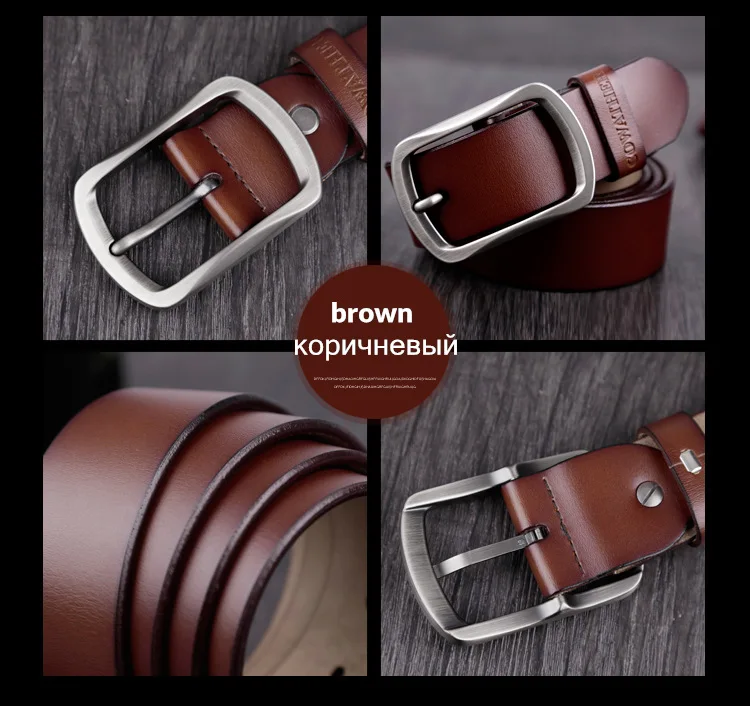 COWATHER cowhide genuine leather belts for men brand Strap male pin buckle vintage jeans belt 100-150 cm long waist 30-52 XF001 leather belt Belts