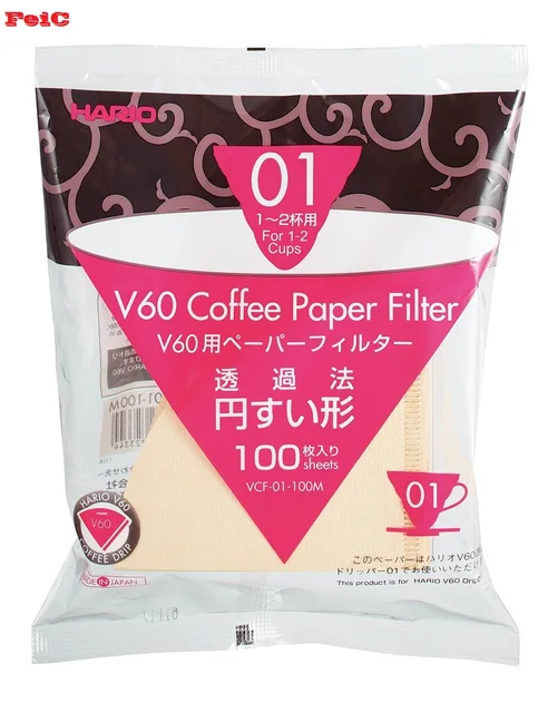 Best Price FeiC Hario vcf 01 Coffee Natural Paper Filters No bleach for 2 cups for Barista VCF-01 suitable for vd-01