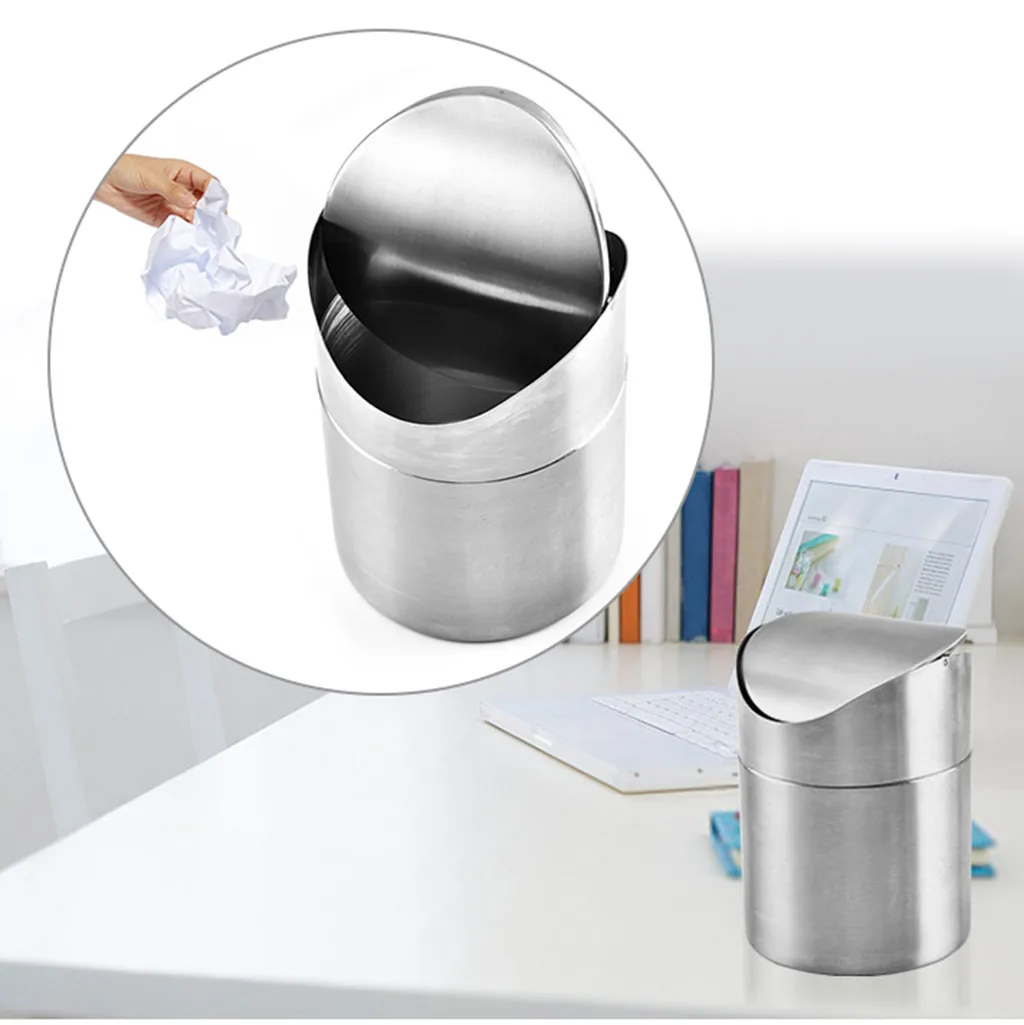 

Mini Waste Bin Desktop Garbage Basket Fashionclubs Stainless Steel Desk Trash Bin Homeware Dustbin Countertop Trash Can Hot Sale