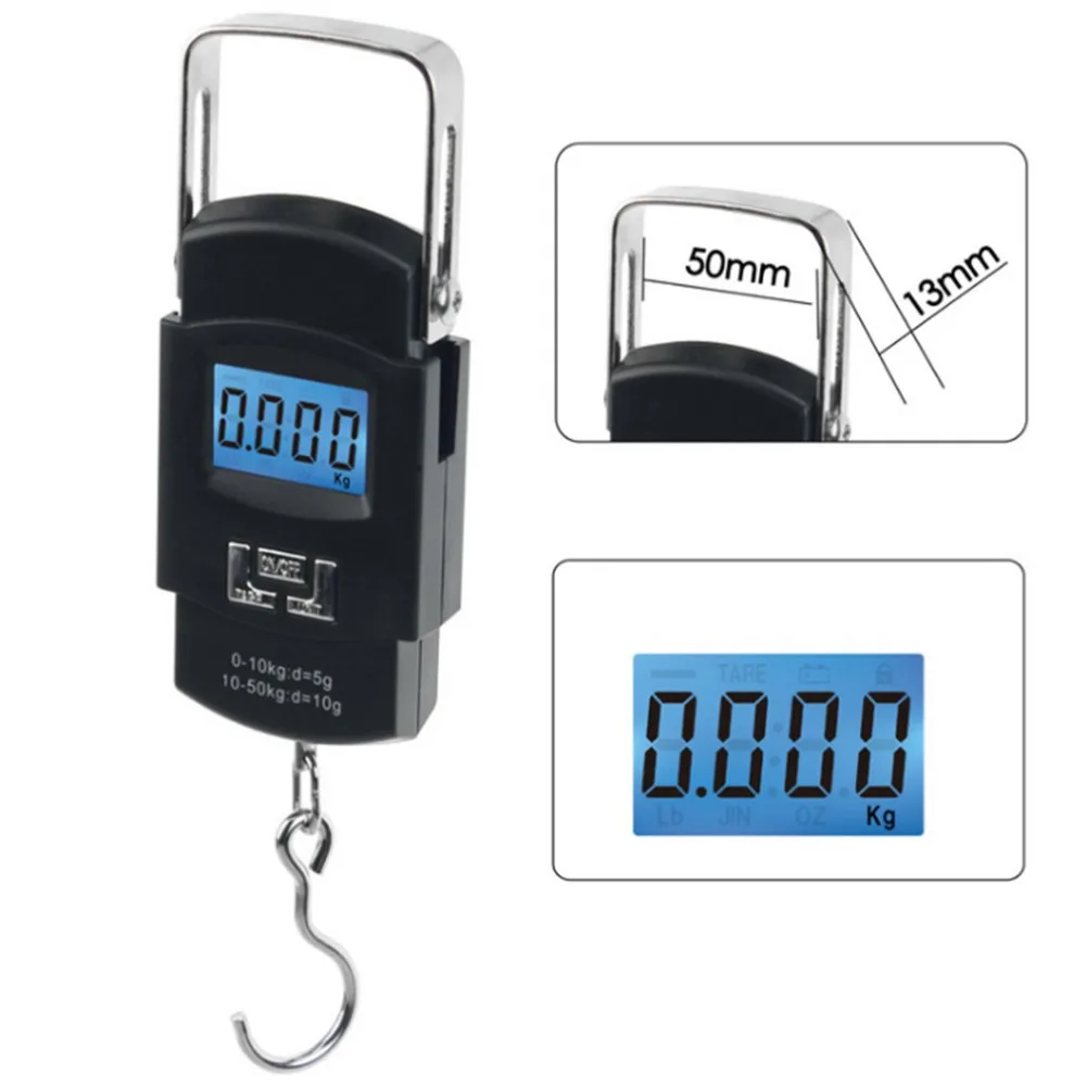 

Portable Digital Electronic weighing scales Balance Weighing Pocket Hand Hanging LCD Scale 50kg 10g Hook Luggage baggage Machine