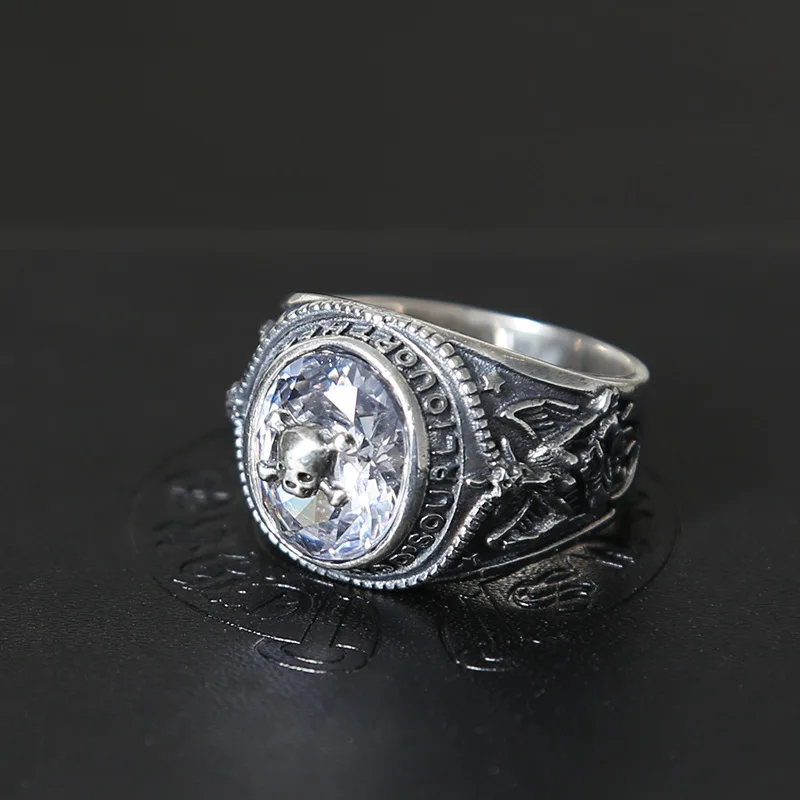 

Chinese Oxide Spider CZ Skull 925 Silver Ring For Man
