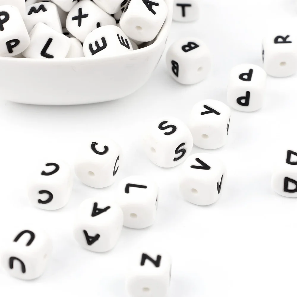 TYRY. HU 100 шт Силиконовые буквы Английский алфавит бусины 12 мм Детские Прорезыватели для зубов ожерелье аксессуары пищевой силикон BPA бесплатно