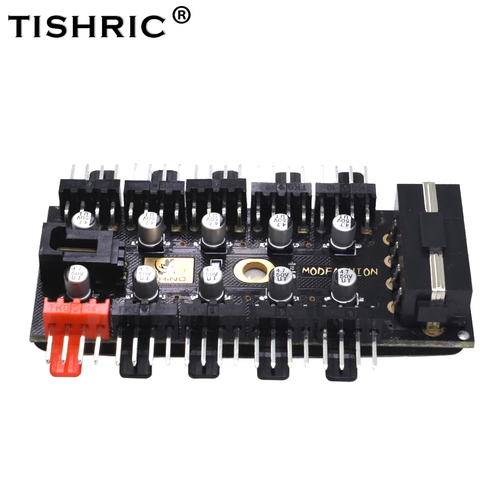 

TISHRIC 1 to 10 4Pin PC Pwm Fans 4Pin Sata Hub Splitter With Led Molex Cable Cooler 12V Power Suppply Cooling Adapter For Mining
