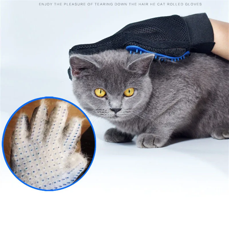 

Pet Hair Deshedding Brush Comb Glove Dog Cat Back Finger Effective Cleaning Massage For Animals Bath Supplies Soft Silicone