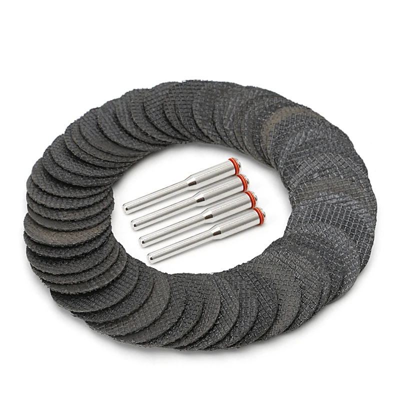 50Pcs Fiberglass Tool Abrasive Cutting Disc Cut Off Wheel with 4 Mandrels Rotary