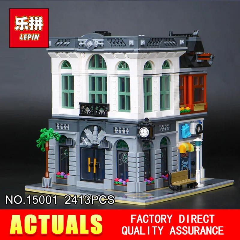 

2016 New LEPIN 15001 2413Pcs Creator Brick Bank Model Building Kits Blocks Bricks Toy Compatible Boy Brithday Gift