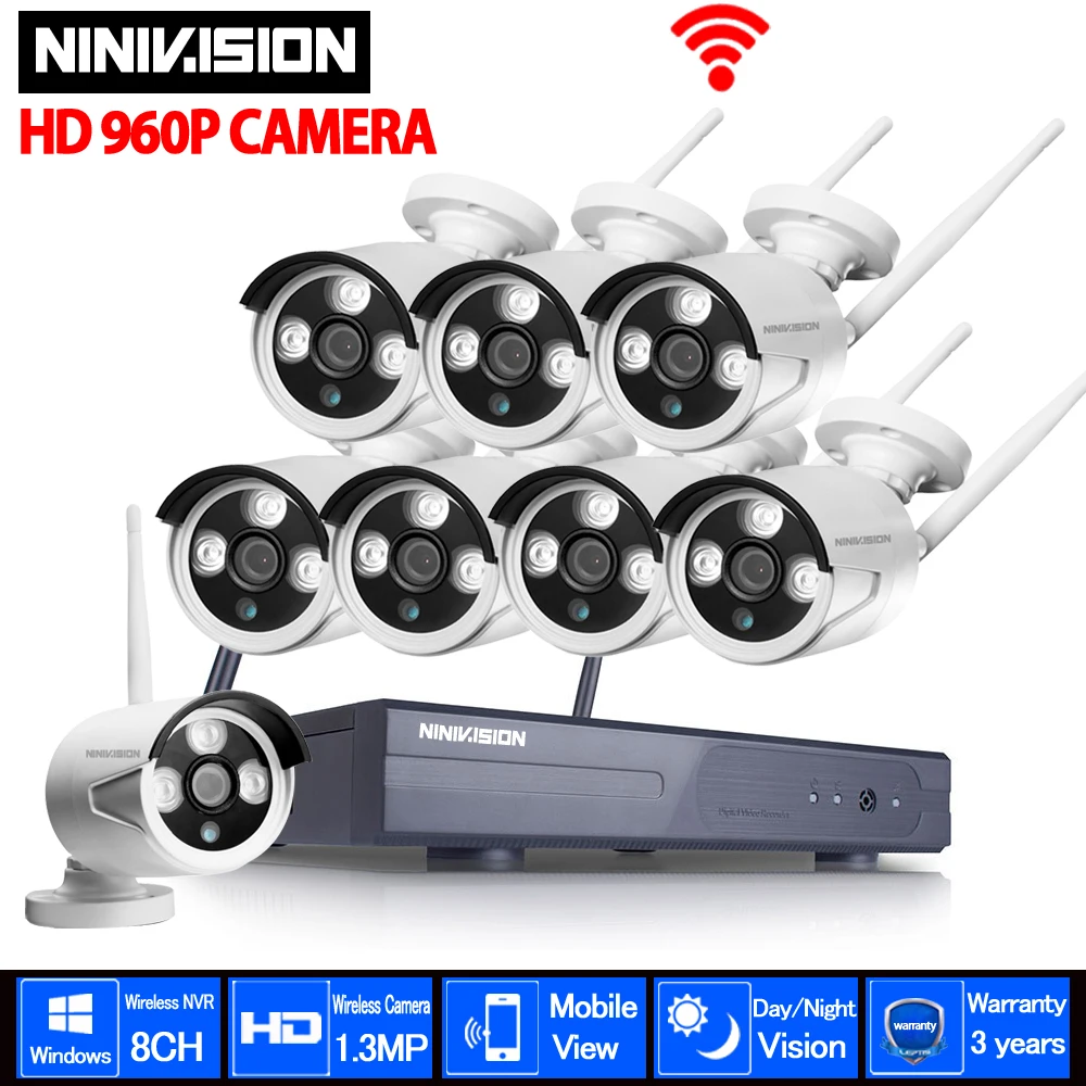 P2P 8CH CCTV System Wireless NVR Kit 8pcs 960P HD Outdoor IR Night Vision Security IP Camera WIFI Video Surveillance System P2P 8CH CCTV System Wireless NVR Kit 8pcs 960P HD Outdoor IR Night Vision Security IP Camera WIFI Video Surveillance System