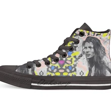 Kate Moss Pop Art эстетический коллаж Повседневная Высокая холщовая обувь кеды для Прямая