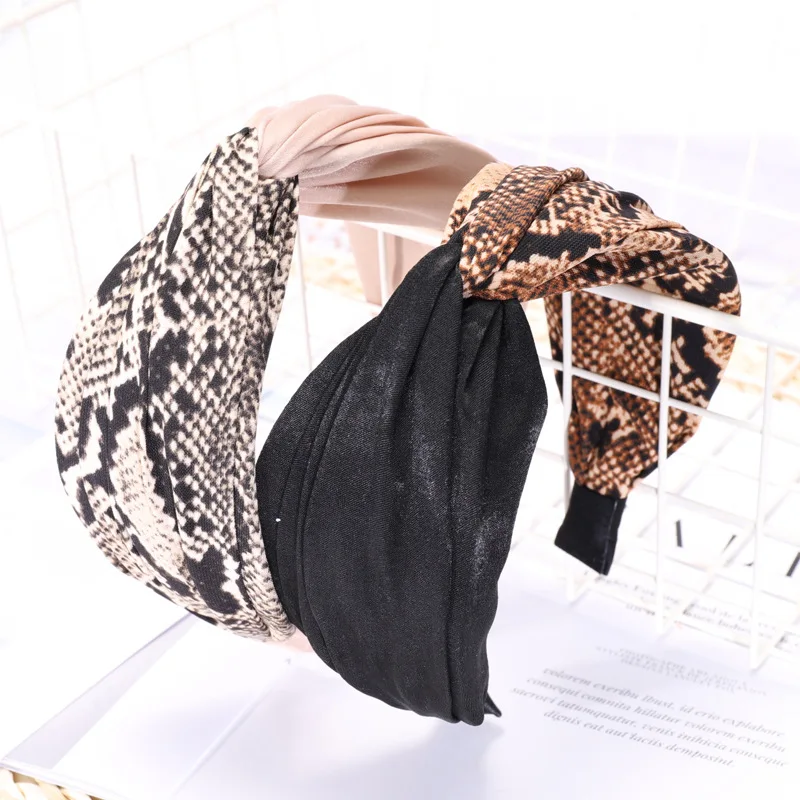 

Snake Print Leopard Headband for Women Top Knot Animal Print Hair Accessories Summer Fashion Elegant Hair Bands Kpop Headwear