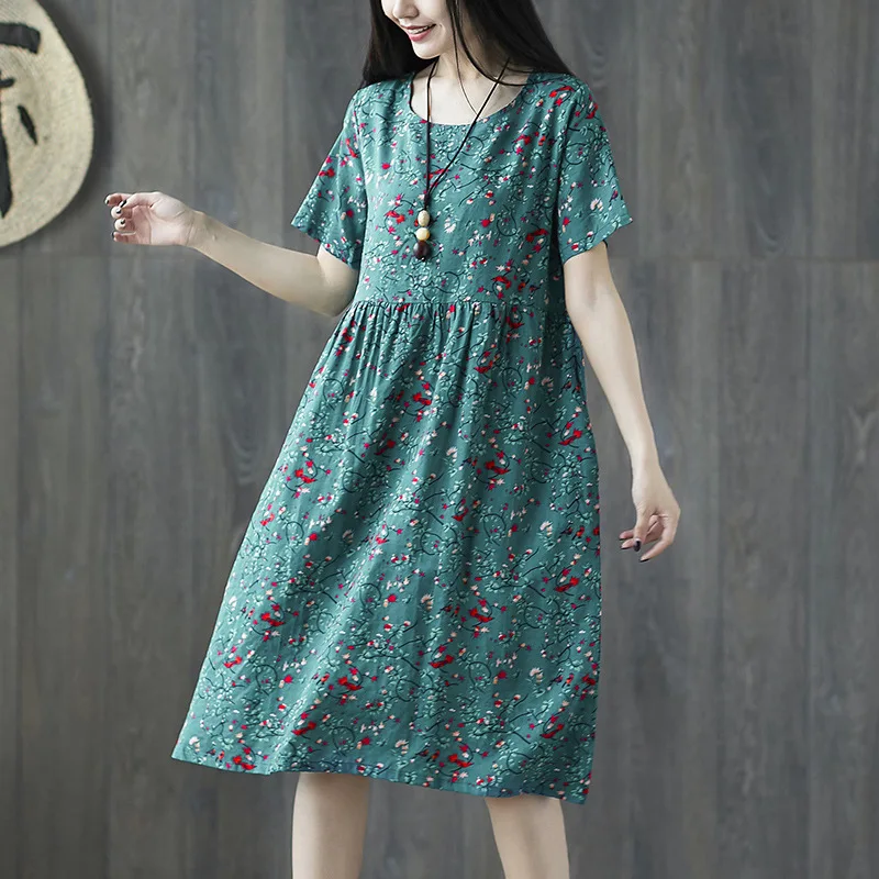 ilstile 2018 New Women Short Sleeve O Neck Floral Print Midi Dress ...